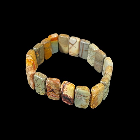 NWT Chunky Jasper Stone Elastic Stretch Bracelet Handmade by Native Sky - Picture 6 of 6